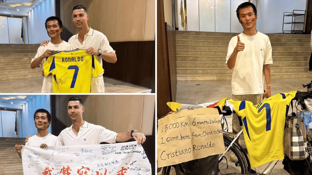 13,000 Kms, 6 Months & 20 Days: Cristiano Ronaldo’s Chinese Fan Travels On Bicycle To Meet Al Nassr Star