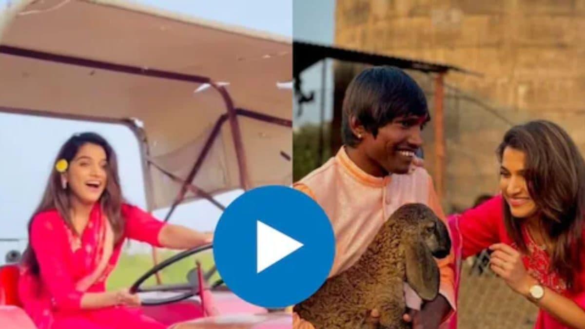 Watch: Jahnavi Killekar Drives Tractor At Bigg Boss Marathi 5 Winner Suraj Chavan's Village