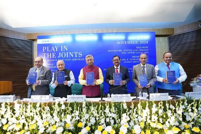 Book Release “Play in The Joints: Tax Insights & The Play Continues” by HMJ Ujjal Bhuyan, Mr R Venkataramani, Attorney General & HMJ Yashwant Varma, on Nov. 9, 2024