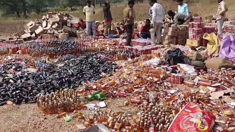 Video: Foreign liquor bottles worth Rs 4.54 crore destroyed in Gujarat